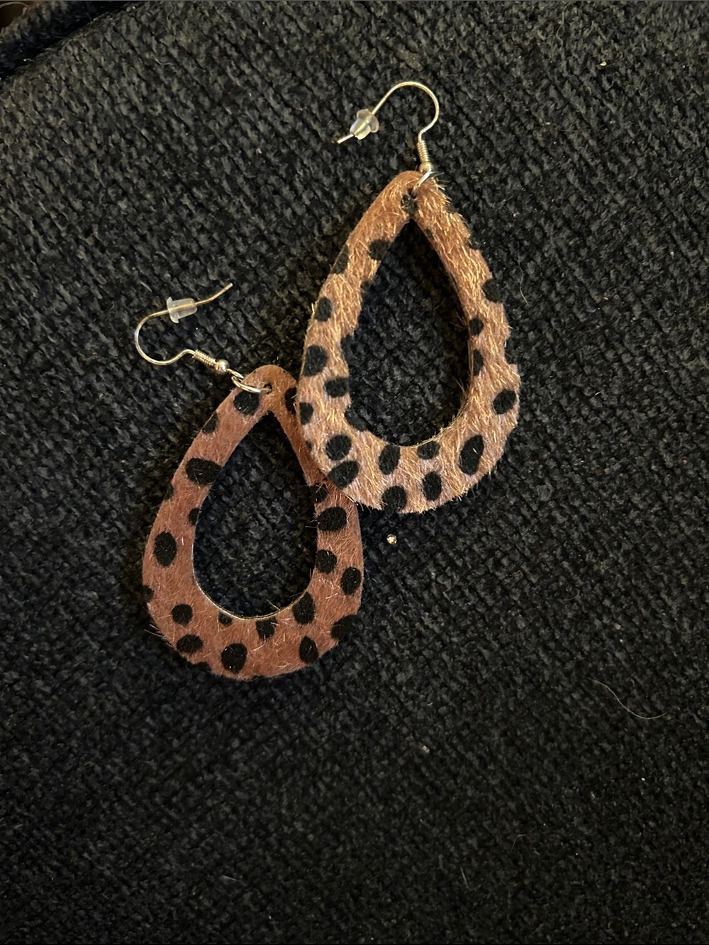 Leopard Print Teardrop Dangle Earrings - Brown